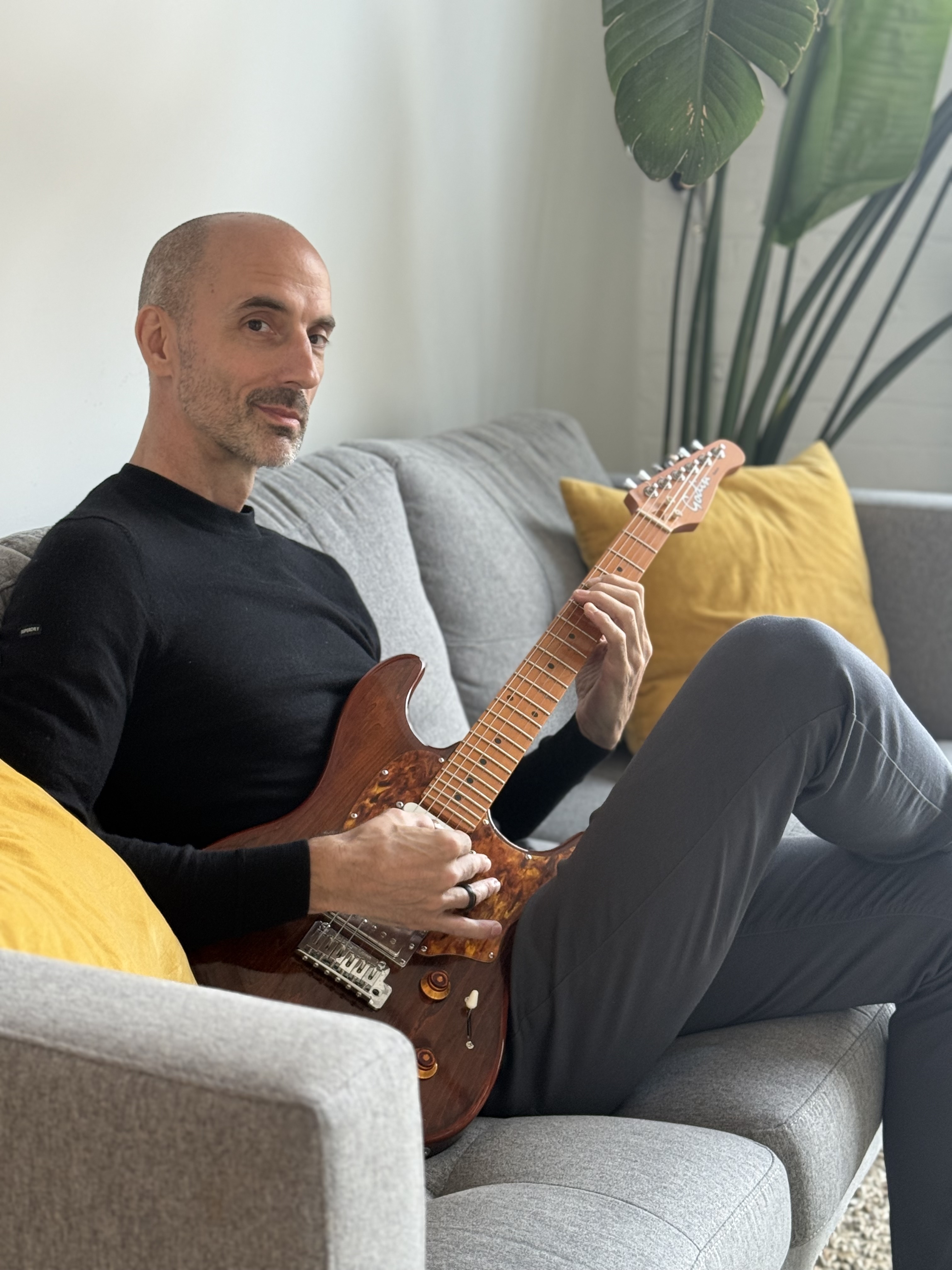 Mike James on couch